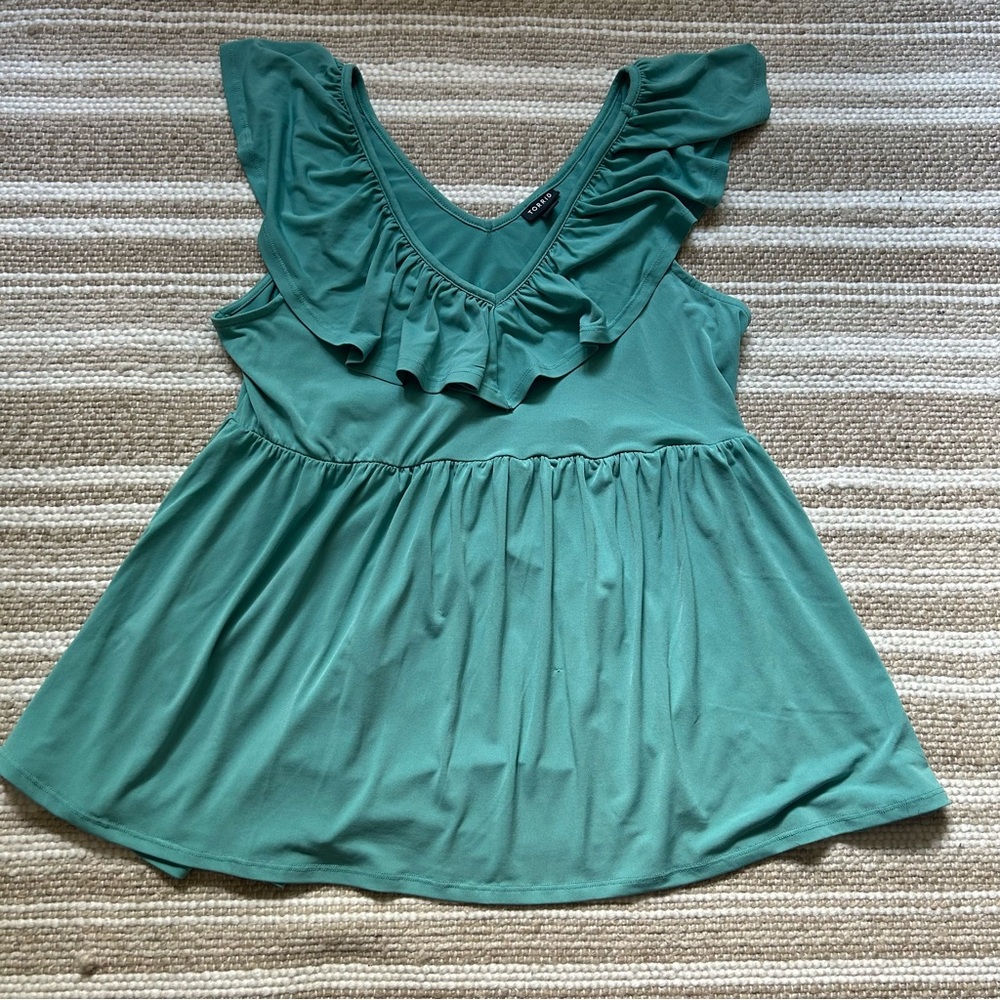Torrid Sleeveless Top Ruffle Blue 0